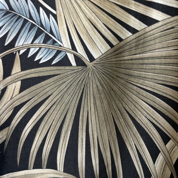 Tori Richard Vintage Hawaiian Black Palm Leaf Print Cotton Lawn Aloha Shirt - Picture 6 of 8